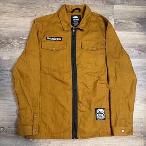 Ecko Unltd Mens Large Canvas Workwear Jacket Tobacco Brown Full Zip Utility